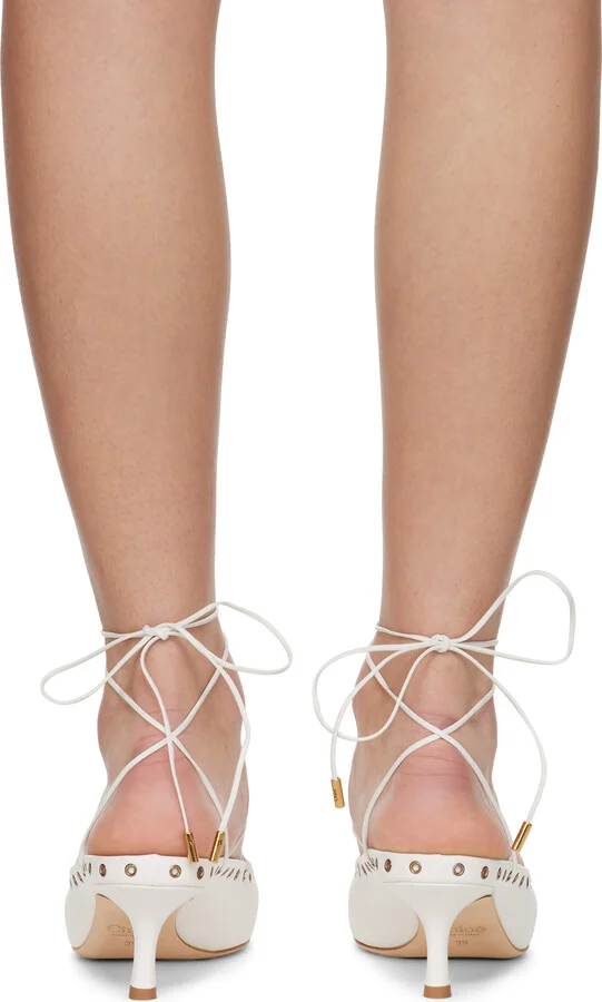 Chloé White 'Chloé' Ghillies Mules - Image 2