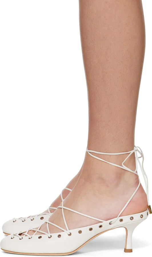 Chloé White 'Chloé' Ghillies Mules - Image 3