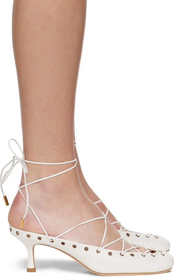 Chloé White 'Chloé' Ghillies Mules