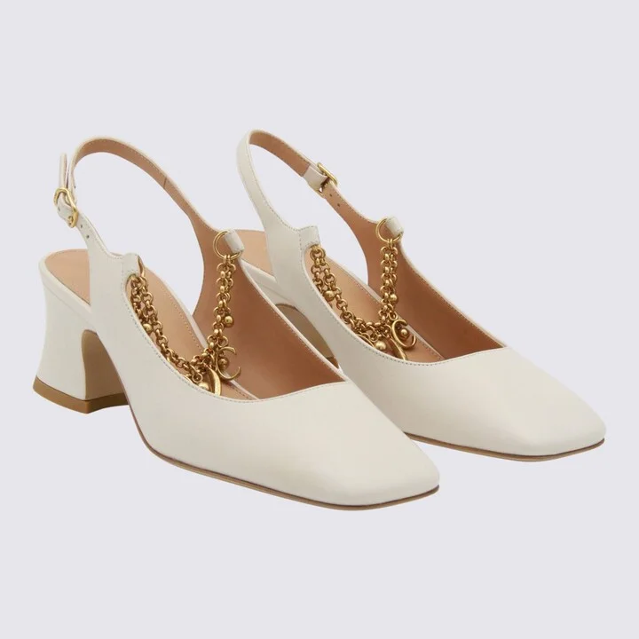 Chloé White Leather Pumps - Image 2