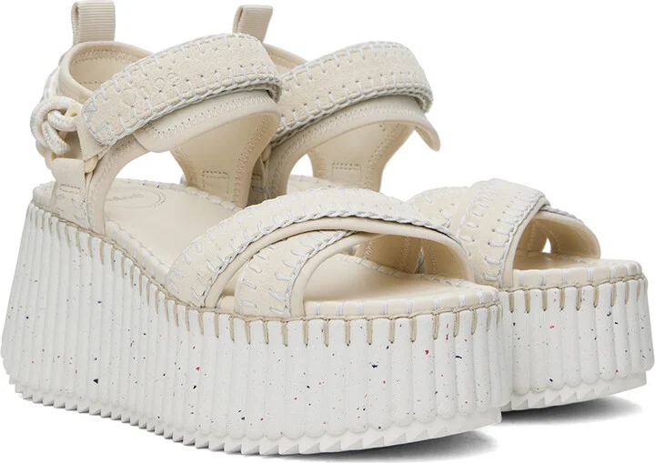 Chloé White Nama Platform Sandals - Image 4