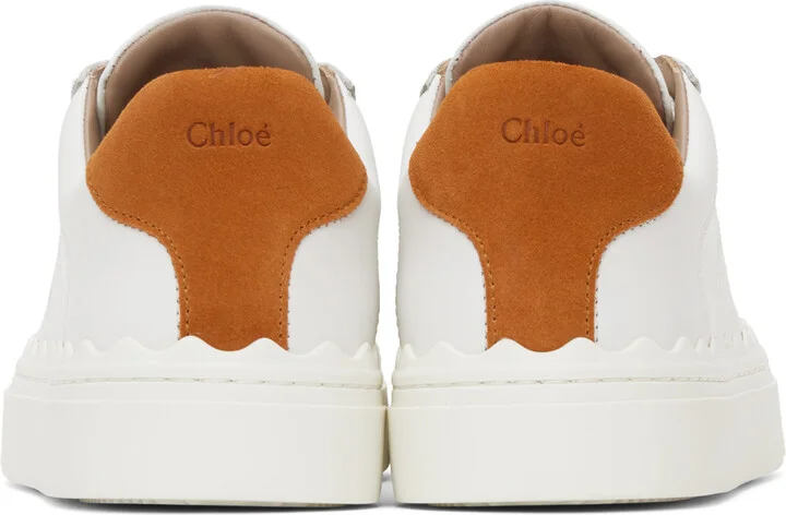 Chloé White & Orange Lauren Sneakers - Image 2