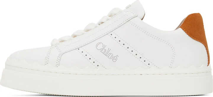 Chloé White & Orange Lauren Sneakers - Image 3