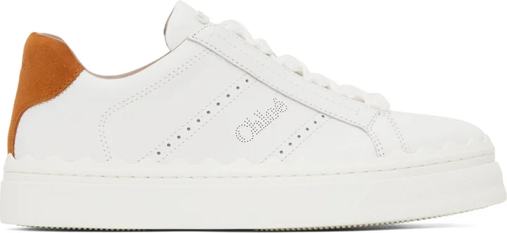 Chloé White & Orange Lauren Sneakers