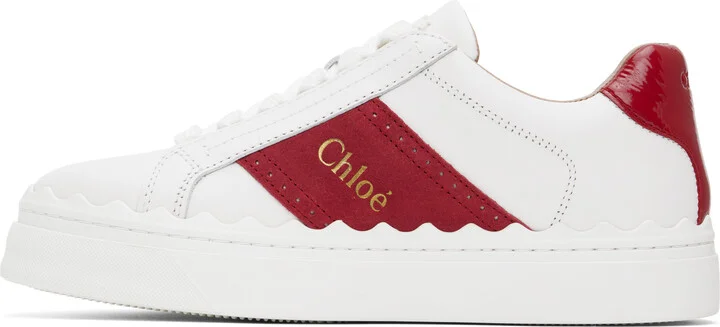 Chloé White & Red Lauren Sneakers - Image 3