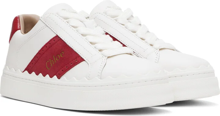 Chloé White & Red Lauren Sneakers - Image 4