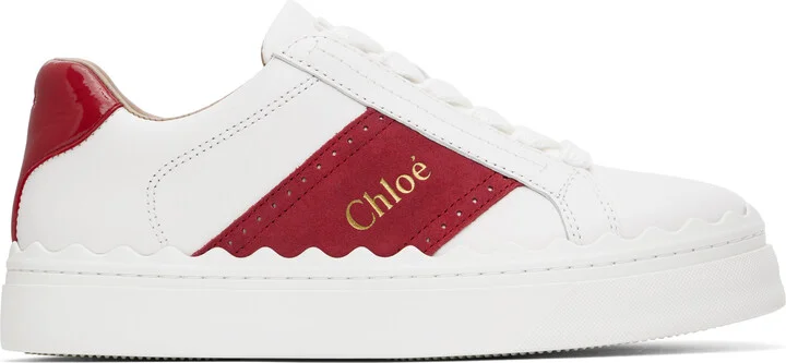 Chloé White & Red Lauren Sneakers