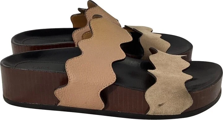 Chloé Women's Leather Carraia Slide Sandal (Authentic Pre-Loved)