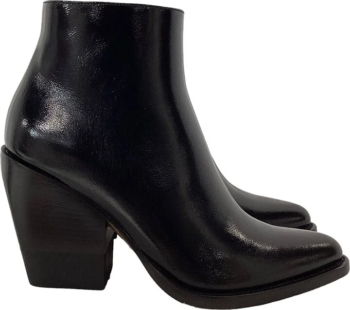 Chloé Women's Leather Zipped Block-Heeled Bootie (Authentic Pre-Loved)