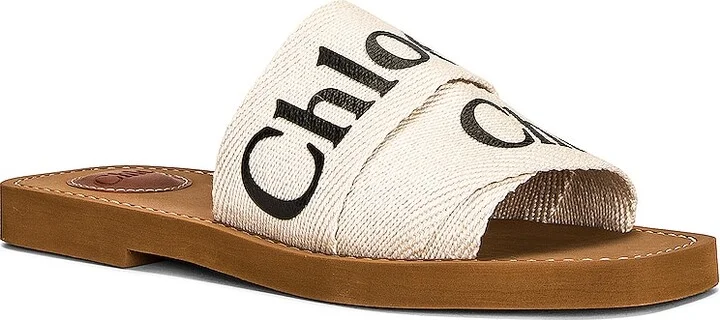 Chloe Woody Flat Slides in White - Image 2