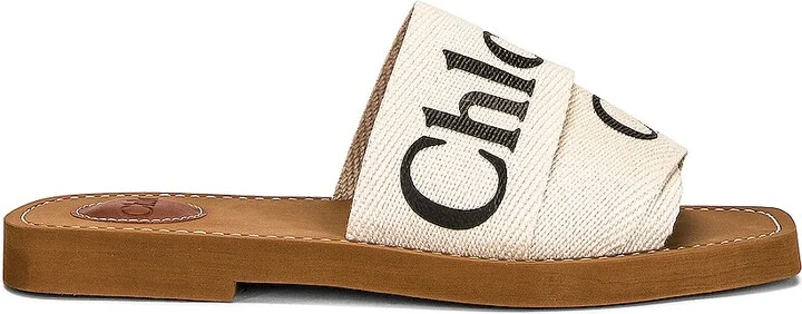 Chloe Woody Flat Slides in White