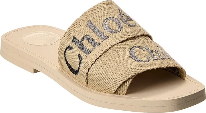 Chloé Woody Logo Canvas Slide