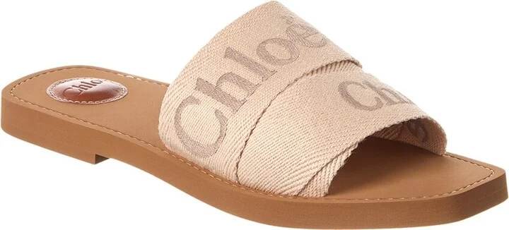 Chloé Woody Logo Canvas Slide