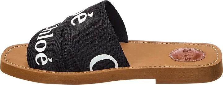 Chloé Woody Logo Linen Slides - Image 2