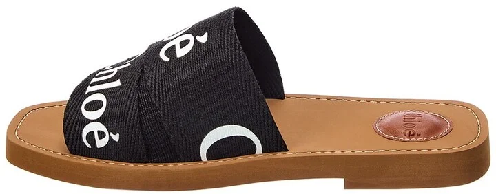 Chloé Woody Logo Linen Slides - Image 2