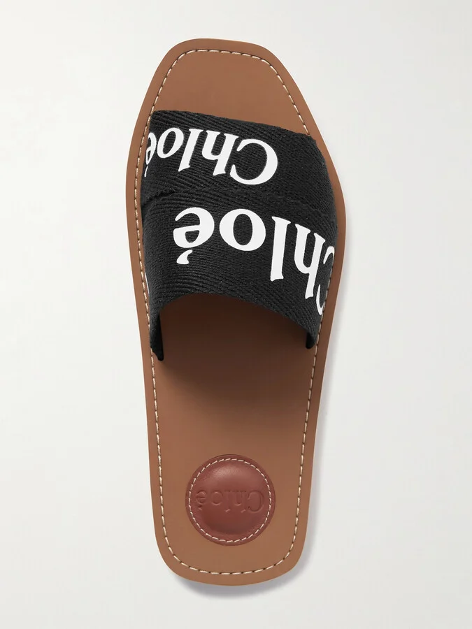 Chloé - Woody Logo-print Canvas Slides - Black - Image 5