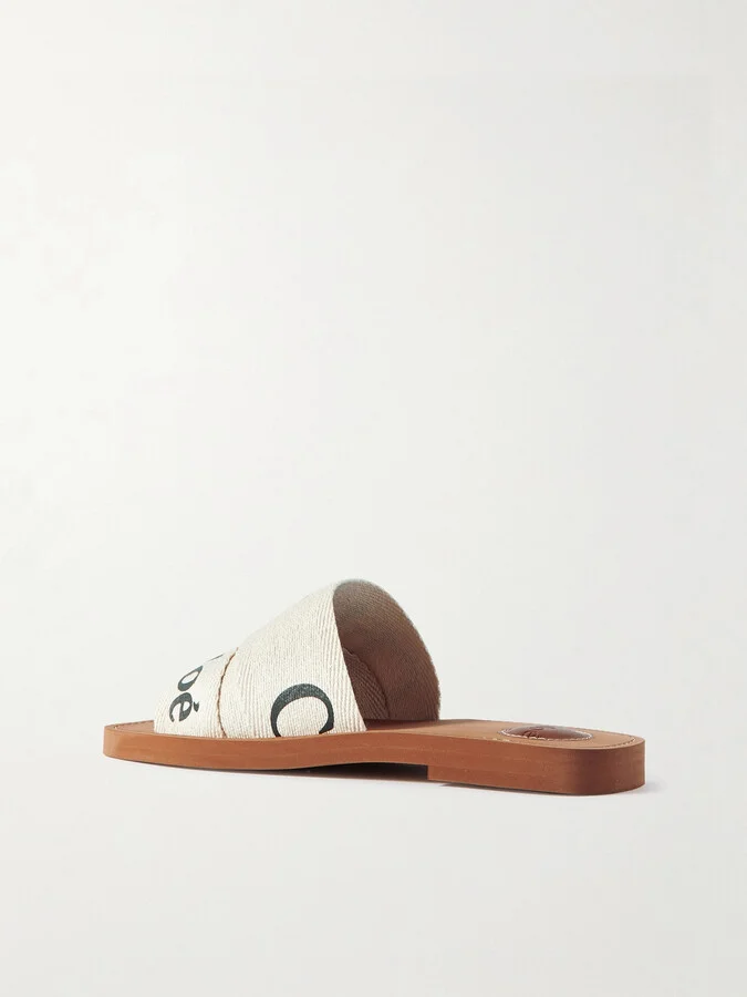 Chloé - Woody Logo-print Canvas Slides - White - Image 3