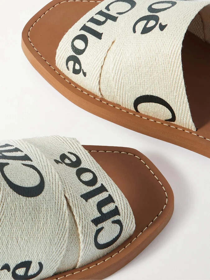 Chloé - Woody Logo-print Canvas Slides - White - Image 4