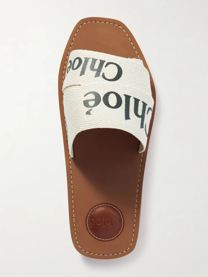 Chloé - Woody Logo-print Canvas Slides - White - Image 5