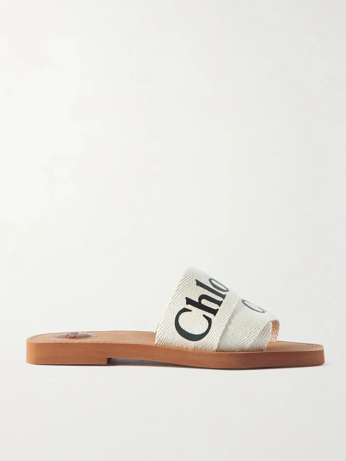 Chloé - Woody Logo-print Canvas Slides - White