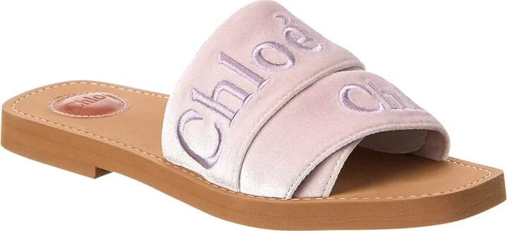 Chloé Woody Velvet Slide