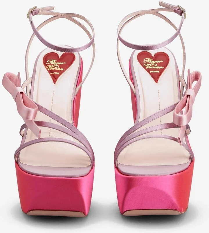 Choc Bow 140 Wedge Sandals in Satin - Image 2