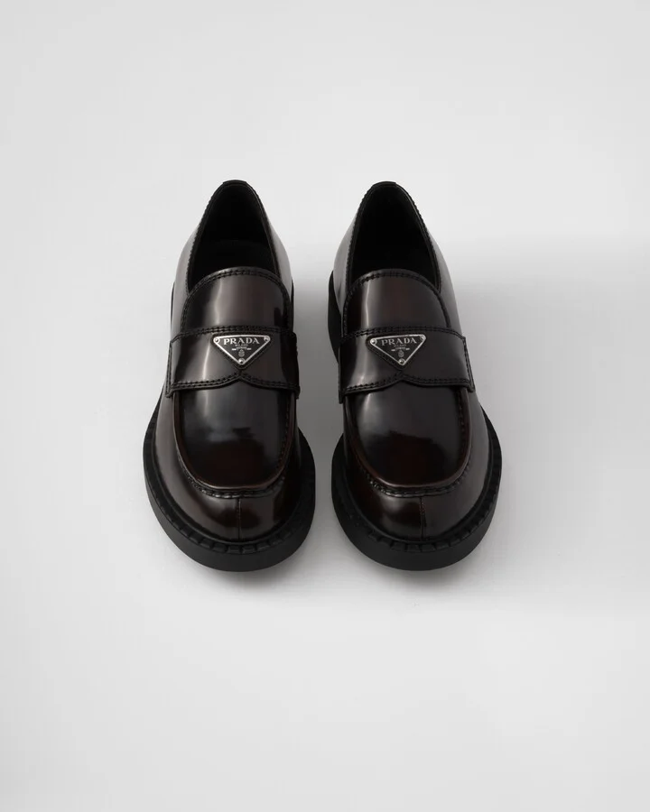 Chocolate brushed leather loafers - Image 4