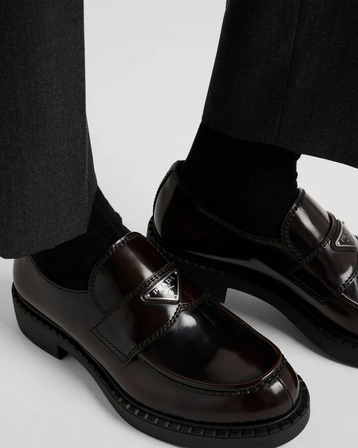 Chocolate brushed leather loafers - Image 3