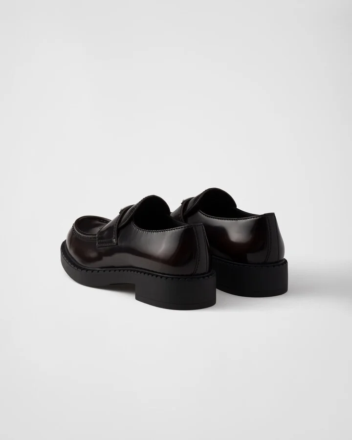 Chocolate brushed leather loafers - Image 5