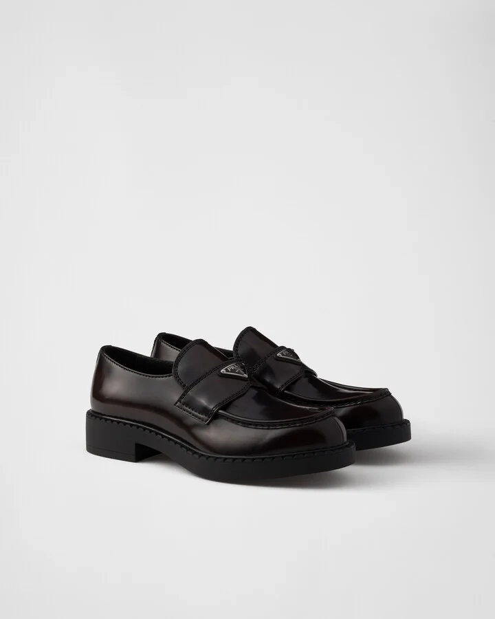Chocolate brushed leather loafers