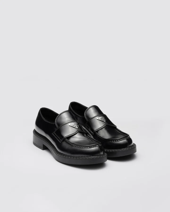 Chocolate brushed leather loafers