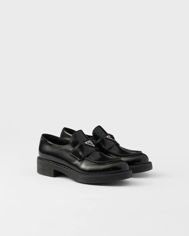 Chocolate brushed leather loafers
