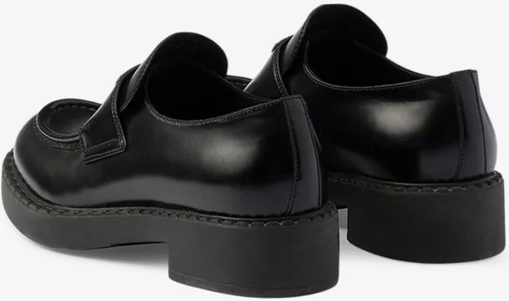 Chocolate Brushed Leather Logo Loafers - Image 2
