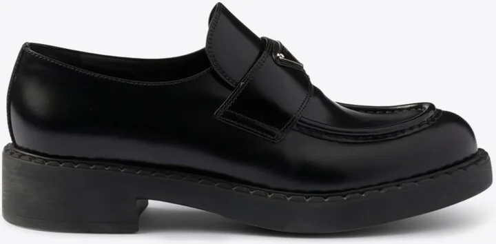 Chocolate Brushed Leather Logo Loafers
