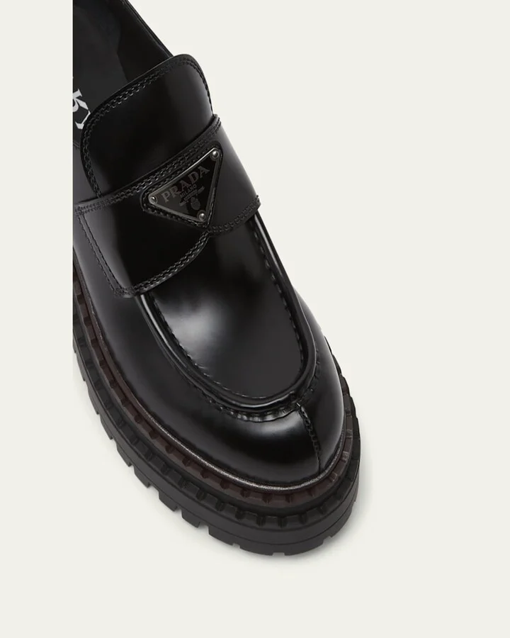 Chocolate Calfskin Platform Loafers - Image 4