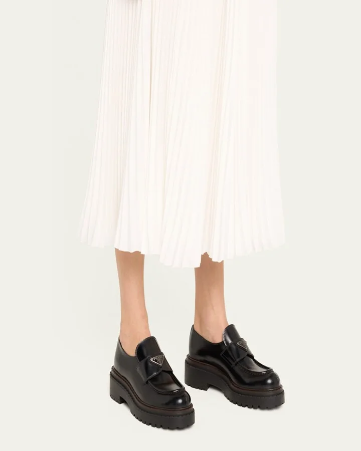 Chocolate Calfskin Platform Loafers - Image 6