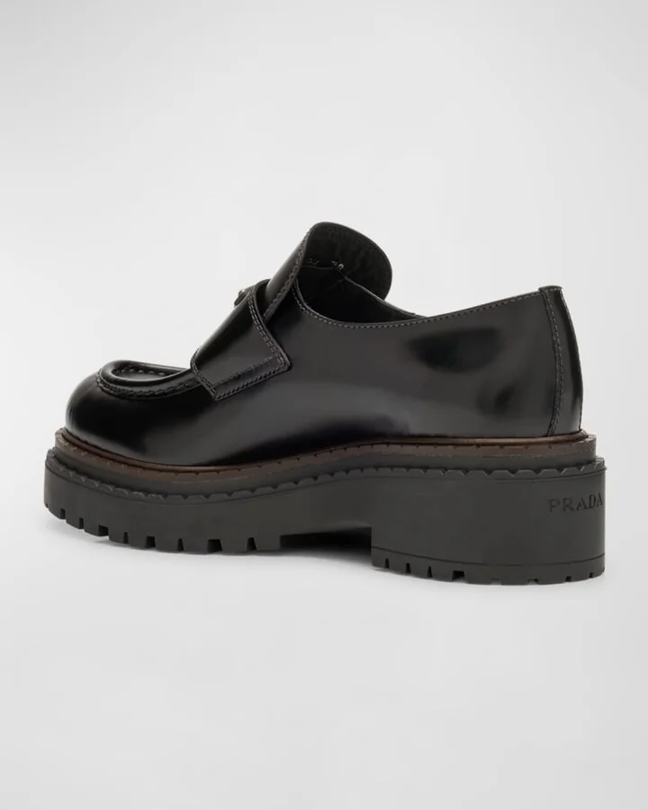 Chocolate Calfskin Platform Loafers - Image 4