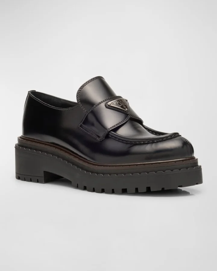 Chocolate Calfskin Platform Loafers - Image 7
