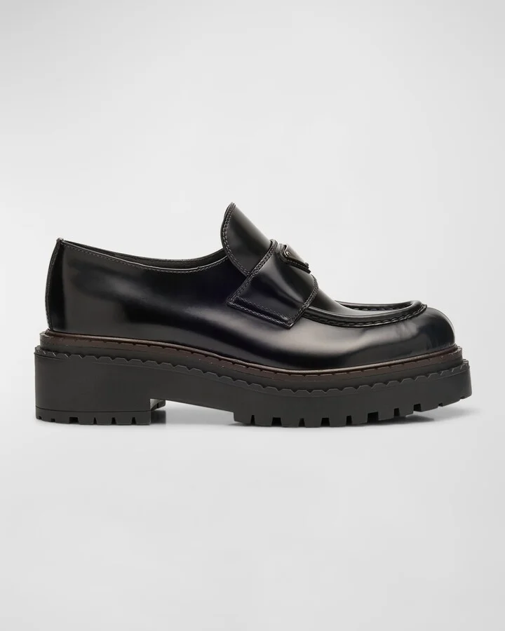 Chocolate Calfskin Platform Loafers