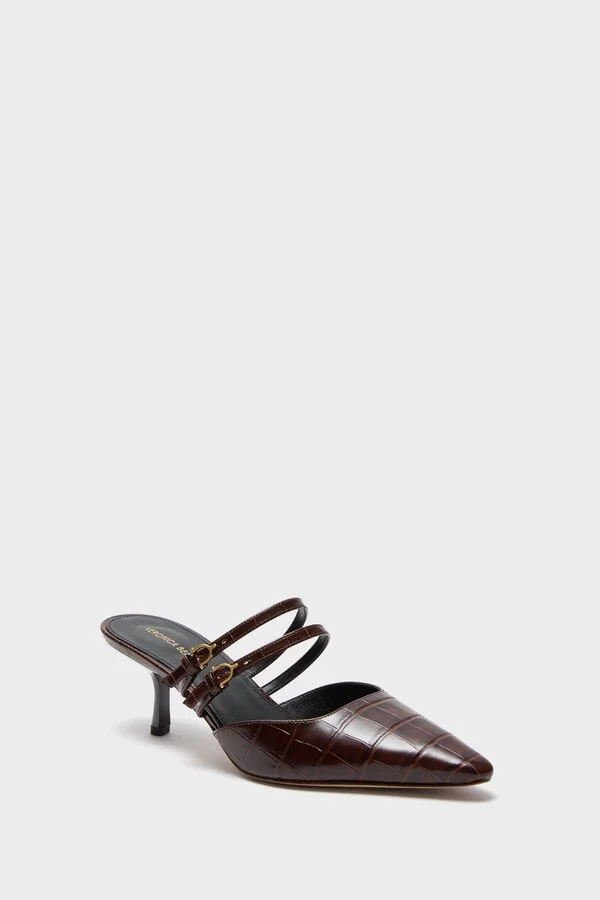 Chocolate Croc Corrie Heels