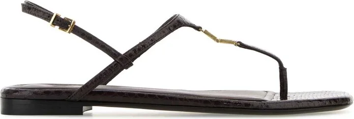Chocolate Leather Fold Thong Sandals
