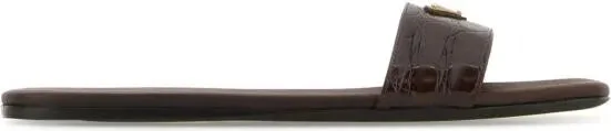 Chocolate leather slippers