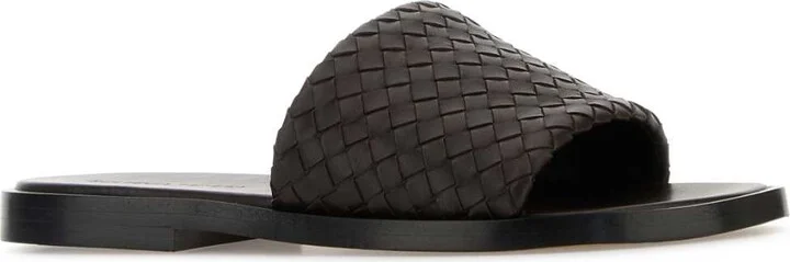 Chocolate Nappa Leather Slippers - Image 2