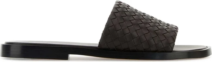 Chocolate Nappa Leather Slippers