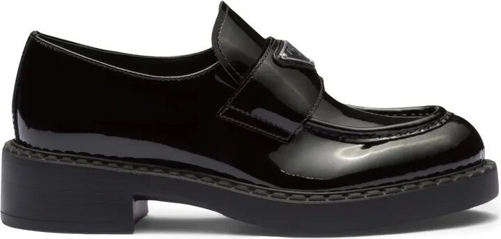 Chocolate patent leather loafers