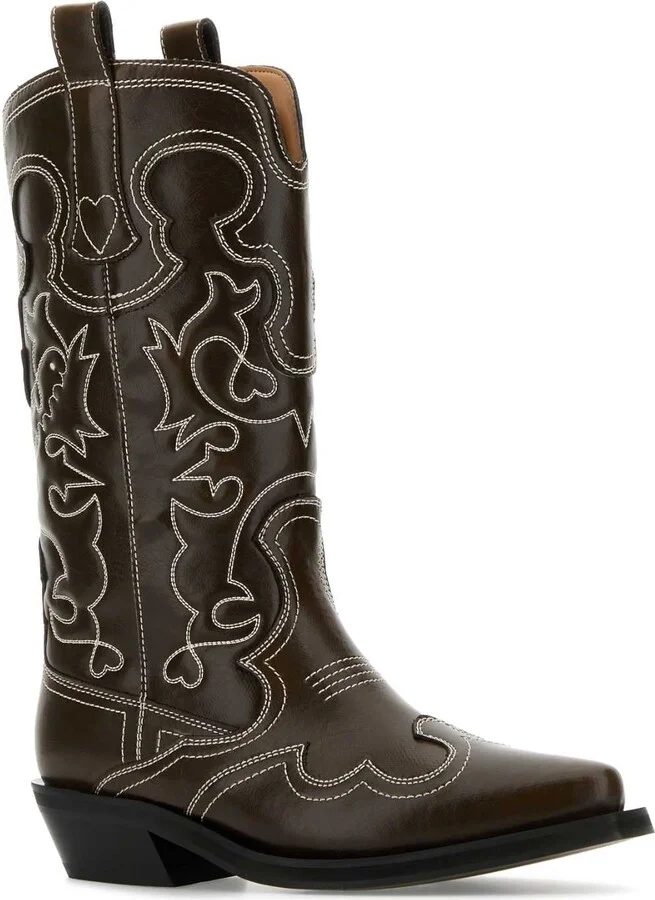 Chocolate Synthetic Leather Boots - Image 2