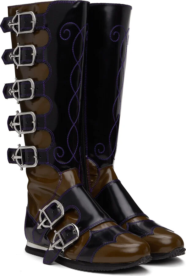 Chopova Lowena Black & Brown Stefanie Boots - Image 4