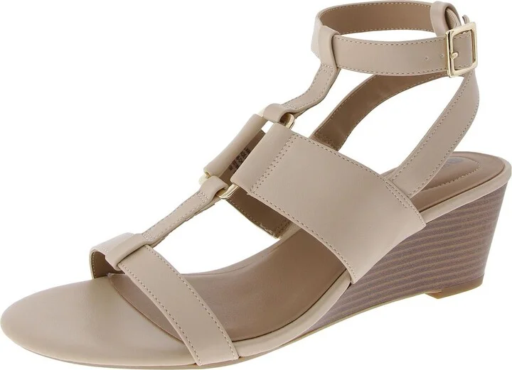 Christa Womens Faux Leather Open Toe Ankle Strap