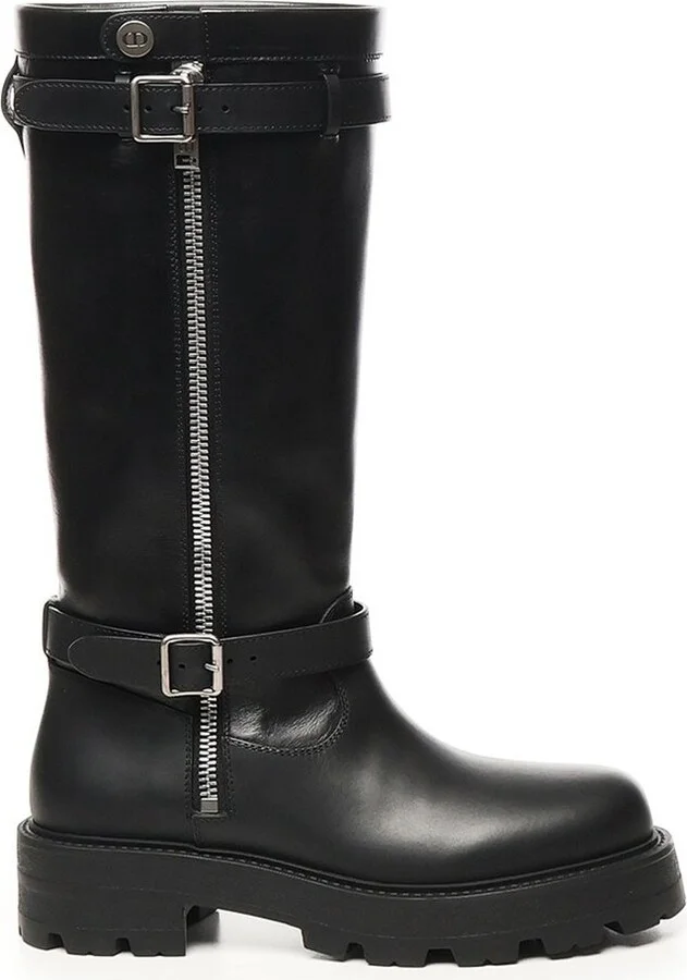 Christian Dior Buckle Detailed Zip-Up Boots