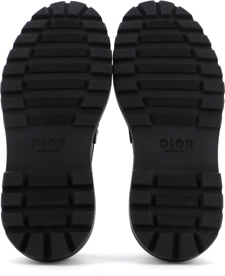 Christian Dior Men's Logo Plaque Loafers Leather with CD Diamond Coated Canvas - Image 4
